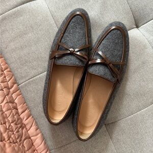 J.Crew Grey Wool Bow Loafers